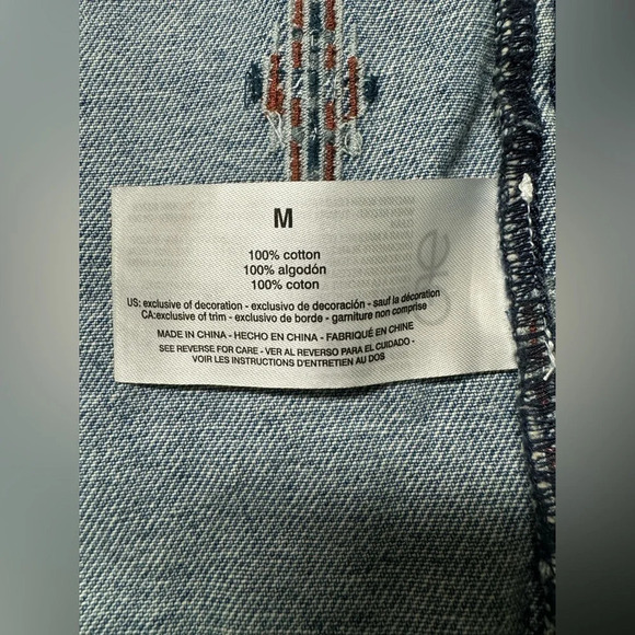 Sam Edelman Billie Oversized Trucker Jacket Med Rhinestone Embroidery Concert - Picture 10 of 11